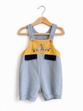 Vintage Baby Connection 90s Y2K Nautical Sailboat Shortall Romper 6/9M